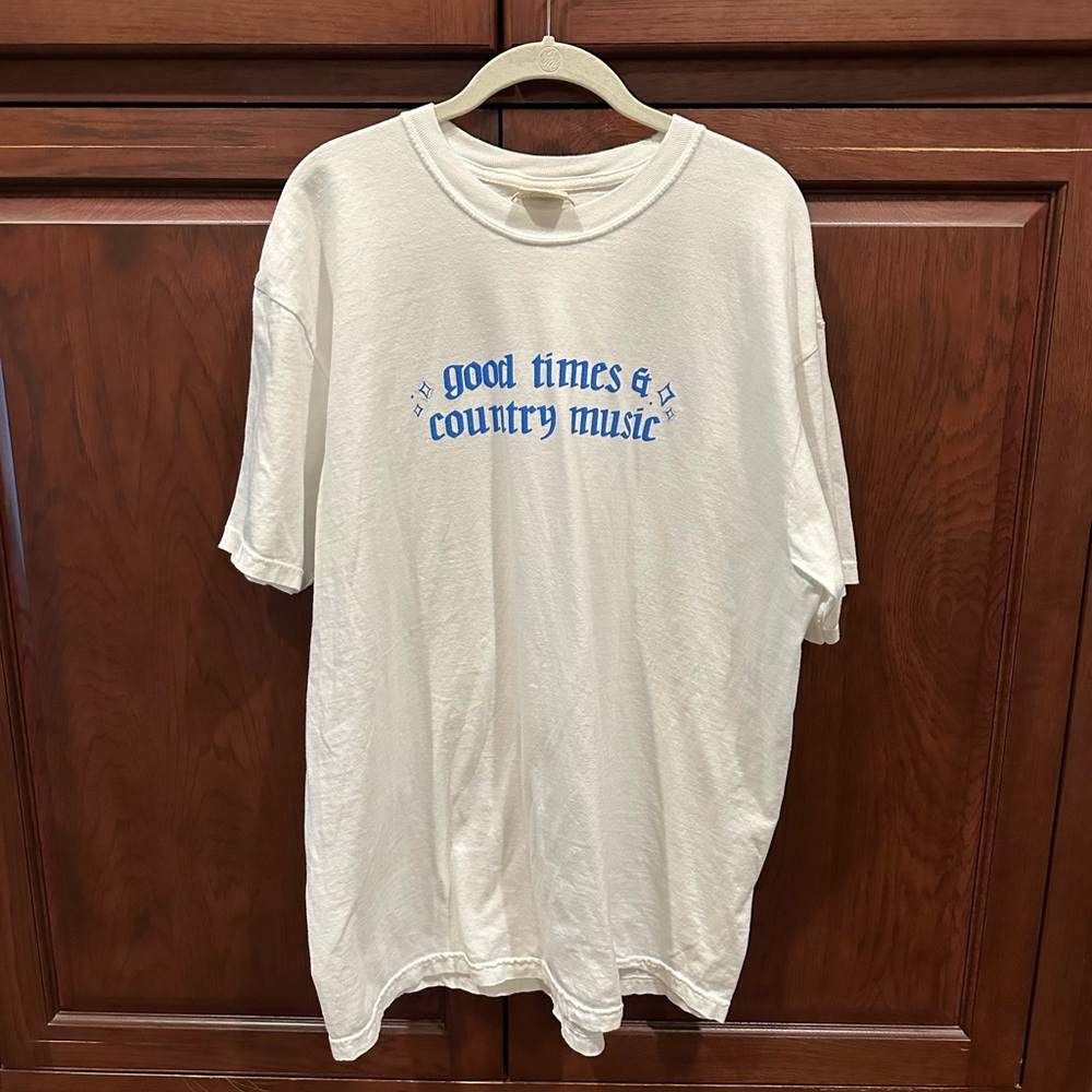Comfort Colors White Tee with Blue Text